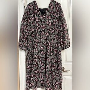 Lane Bryant Black Dress with Pink and Cream Floral Print
